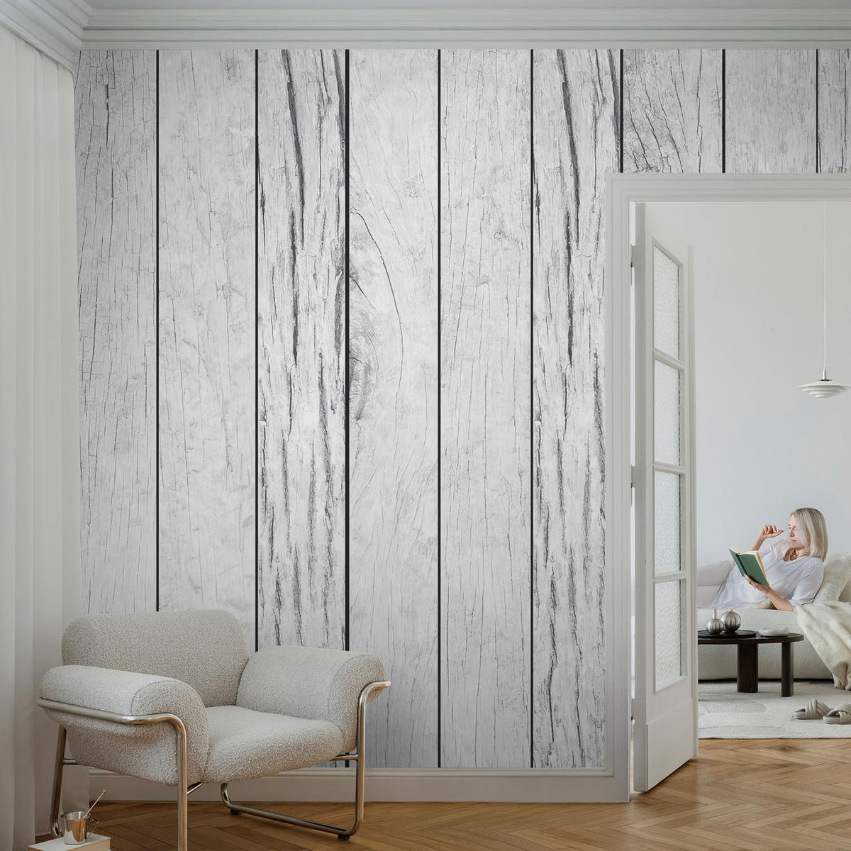 FOTOTAPETE 104x70 cm - Vintage-Flair - Weiß, Textil (104/70cm) - Wallfluent