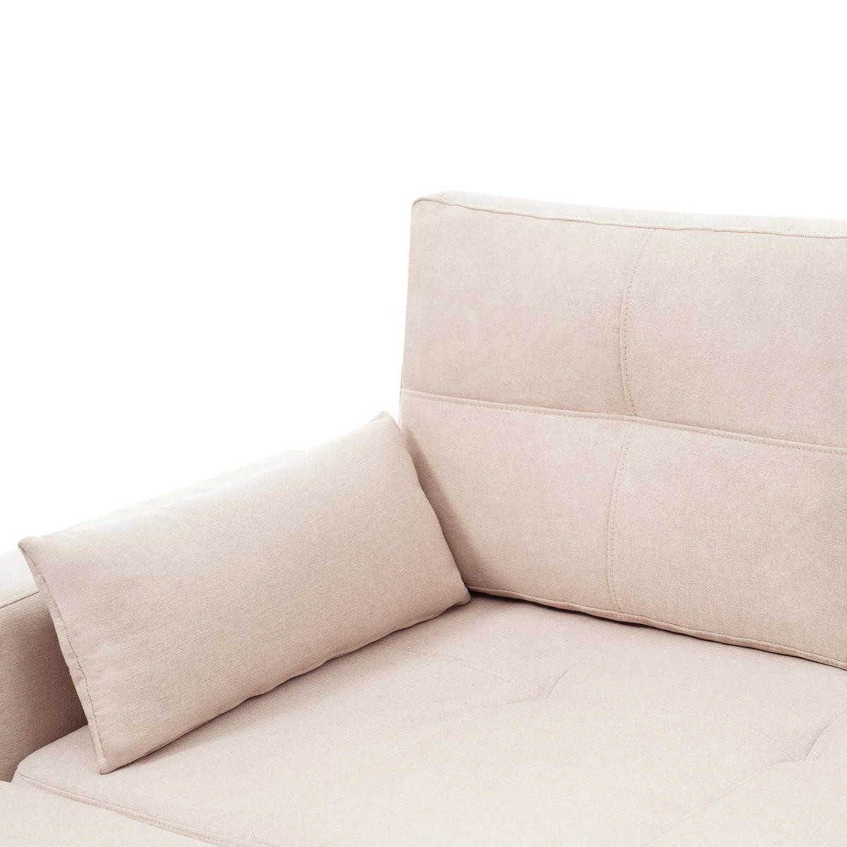 ECKSCHLAFSOFA Leinen Beige mit Stauraum, Getränkehalter und Schlaffunktion - Beige, Holzwerkstoff/Kunststoff (211/136cm) - WISHDOR
