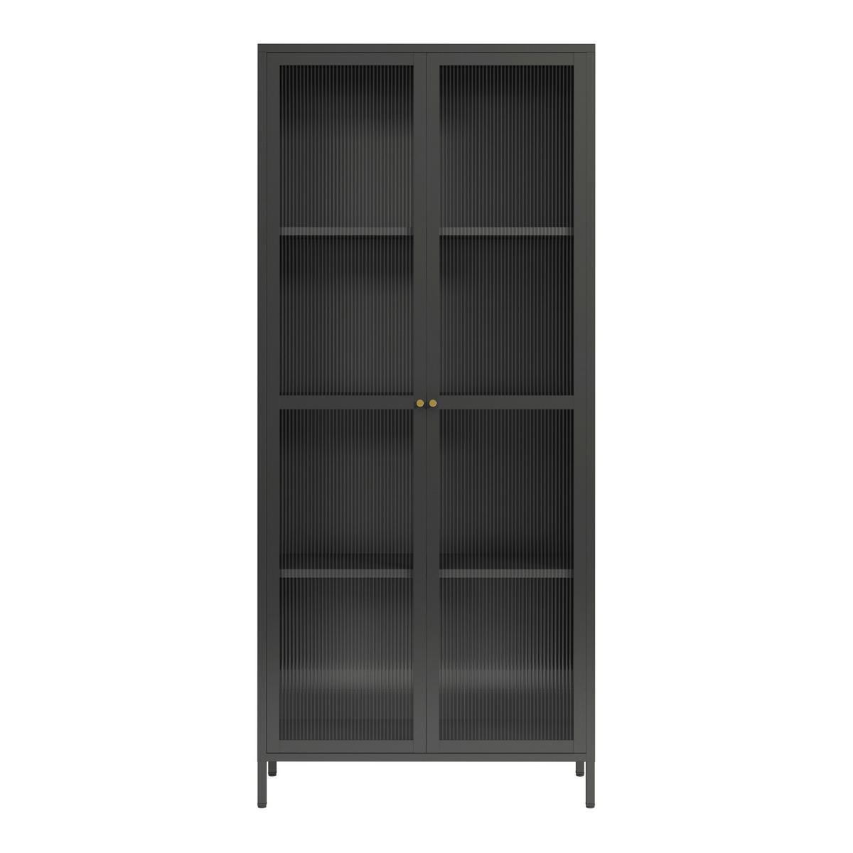 VITRINENSCHRANK Säkylä - Schwarz, Glas/Metall (80/180/35cm) - [en.casa]