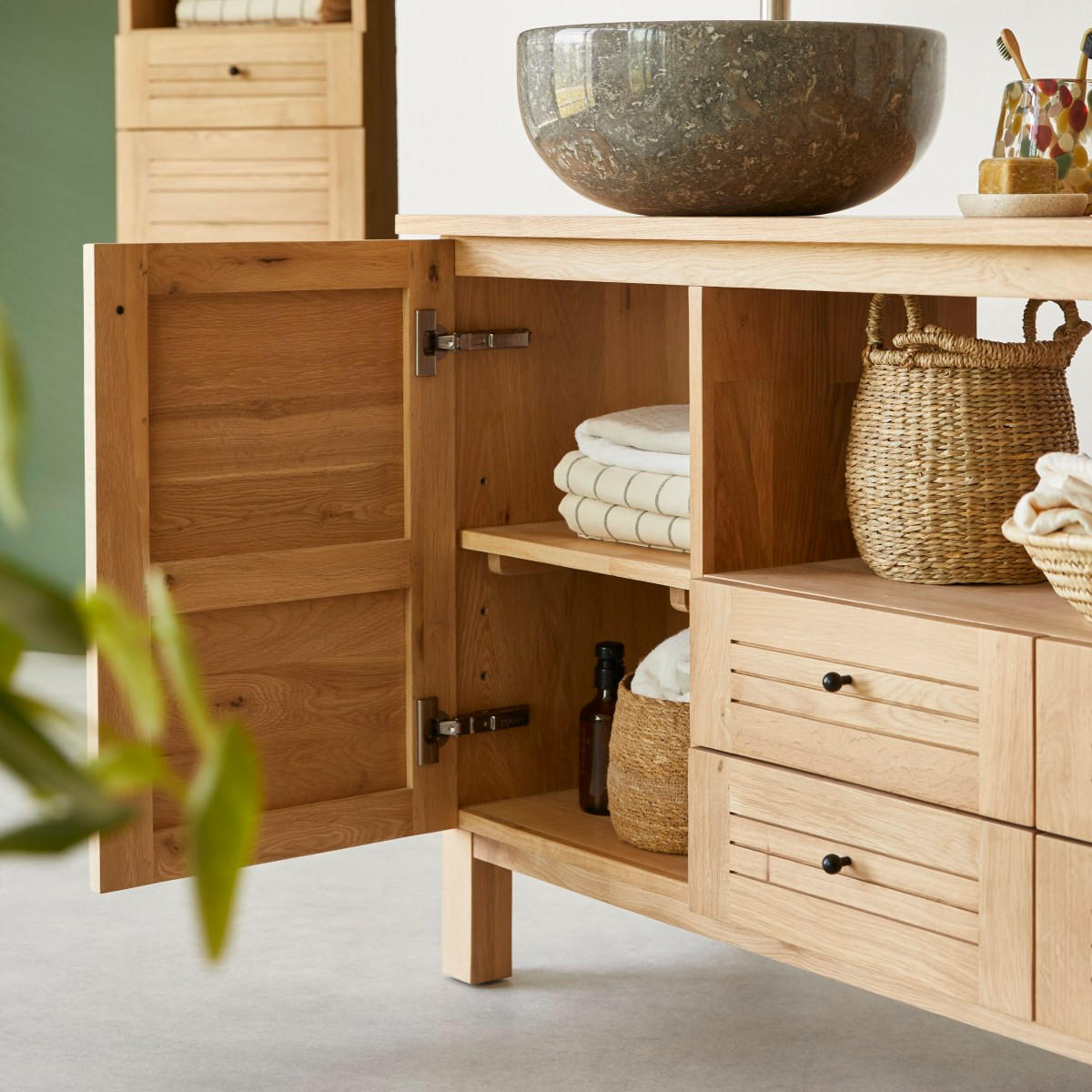 WASCHTISCHUNTERSCHRANK Soho Natur aus Eiche - Naturfarben, Holz (165/75/43cm) - Tikamoon