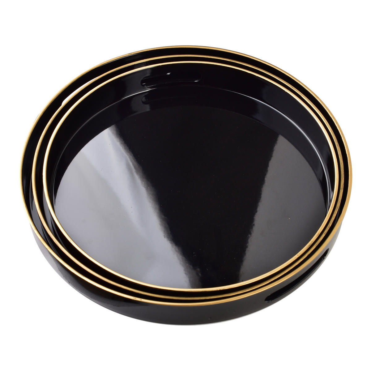 SERVIERTELLER Blanche Schwarz 3er Set 38/38/4cm Plastik - Schwarz, Kunststoff (38/4/38cm) - Mondex