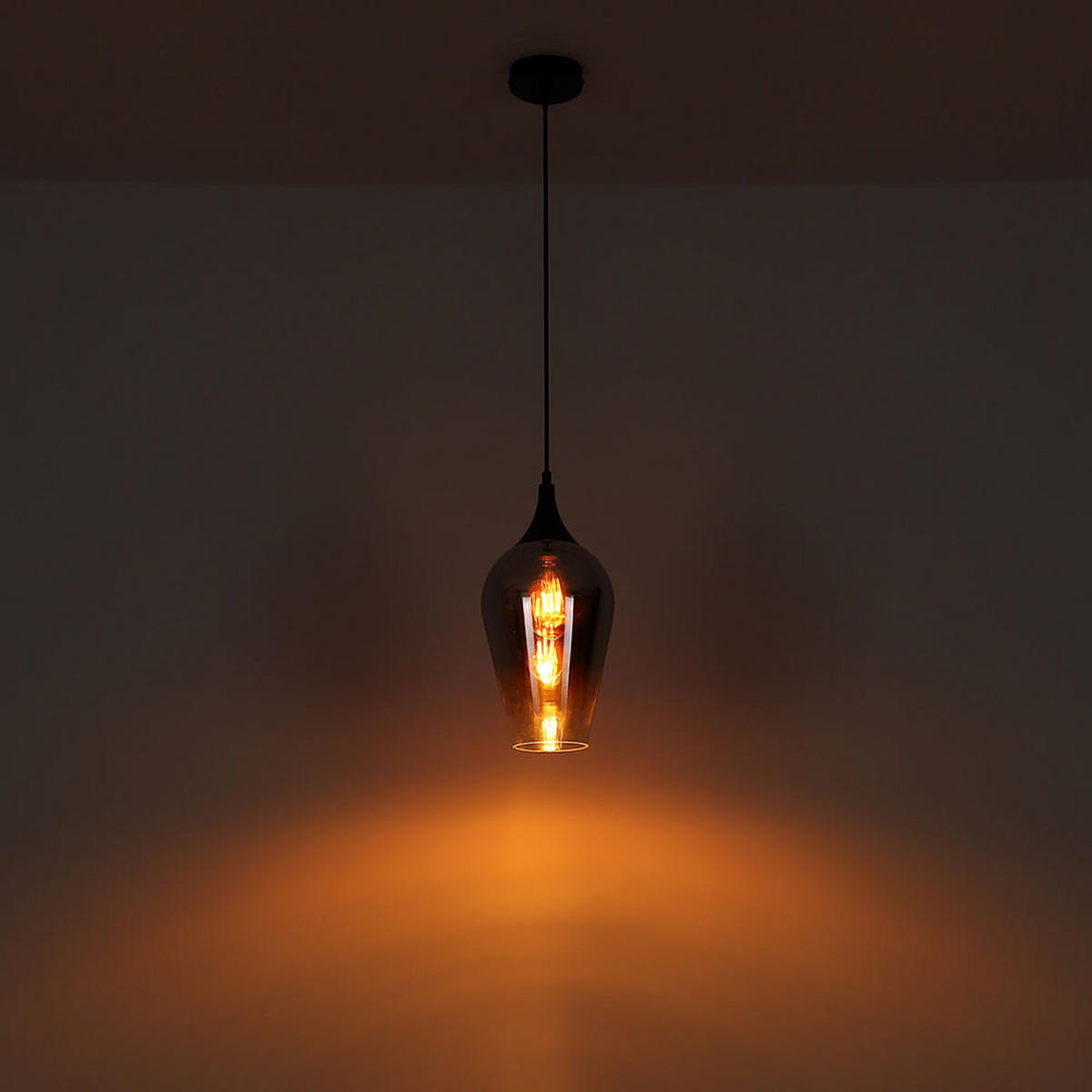 HÄNGELEUCHTE Glas Schwarz Verchromt - Schwarz, Glas (18/18/120cm) - Globo Lighting