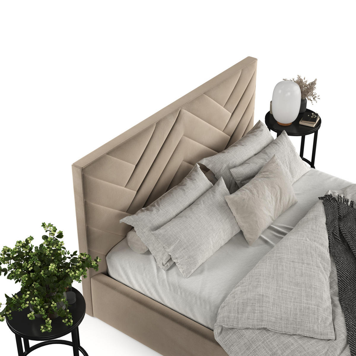 POLSTERBETT Arco 160/200 cm Taupe im Paros Stoff - Taupe/Schwarz, Holz/Holzwerkstoff (160/200cm) - AltaBeds