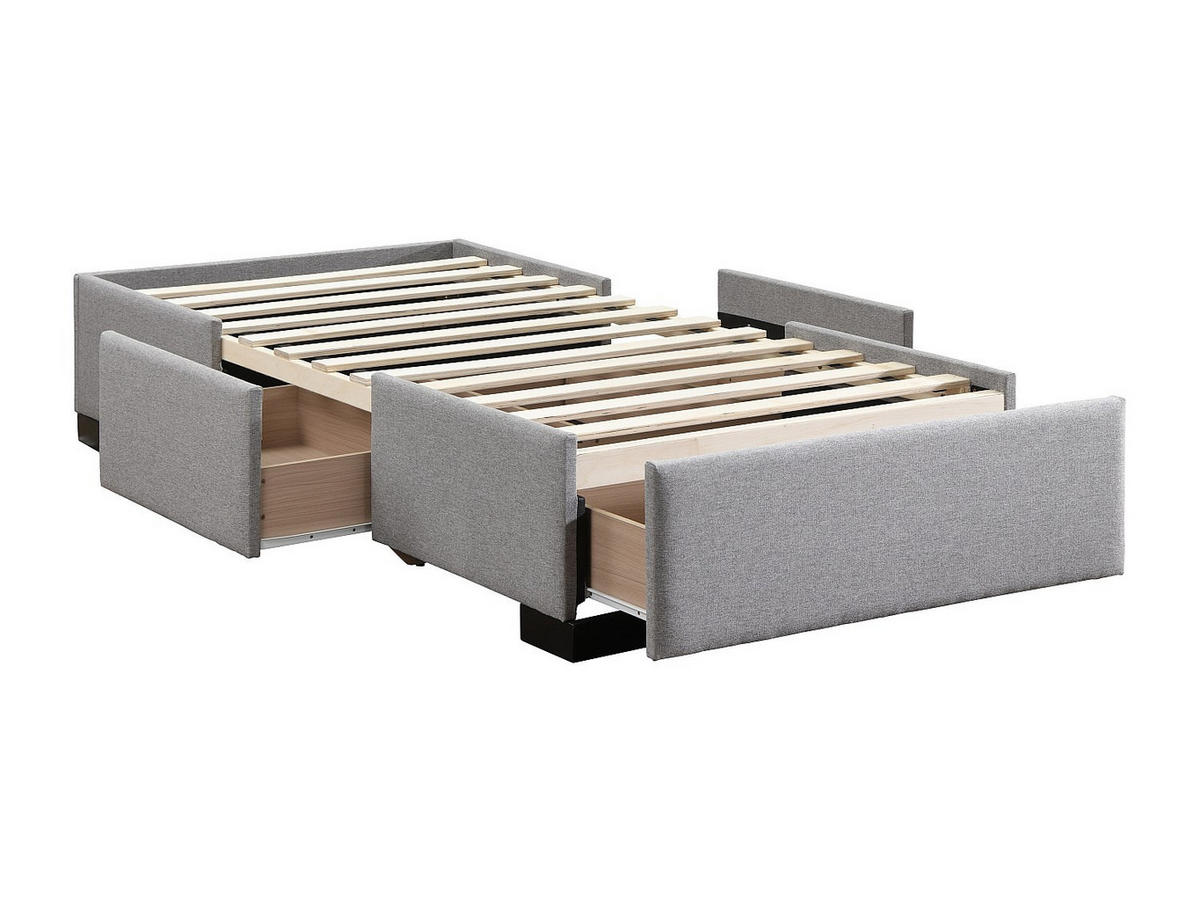 BETTGESTELL mit Lattenrost - 1 Person-Sitzer - Stoff - Grau - - Grau, Textil (96/197cm) - Vente-Unique