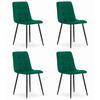 ESSZIMMERSTÜHLE 4er Set Dunkelgrüner Velours, Gepolsterte Sitzfläche, Metallfüße, Modernes Design - Grün, Textil (46/89/51cm) - Best For Home