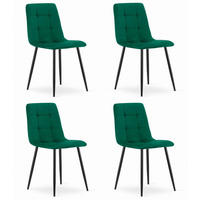 ESSZIMMERSTÜHLE 4er Set Dunkelgrüner Velours, Gepolsterte Sitzfläche, Metallfüße, Modernes Design - Grün, Textil (46/89/51cm) - Best For Home