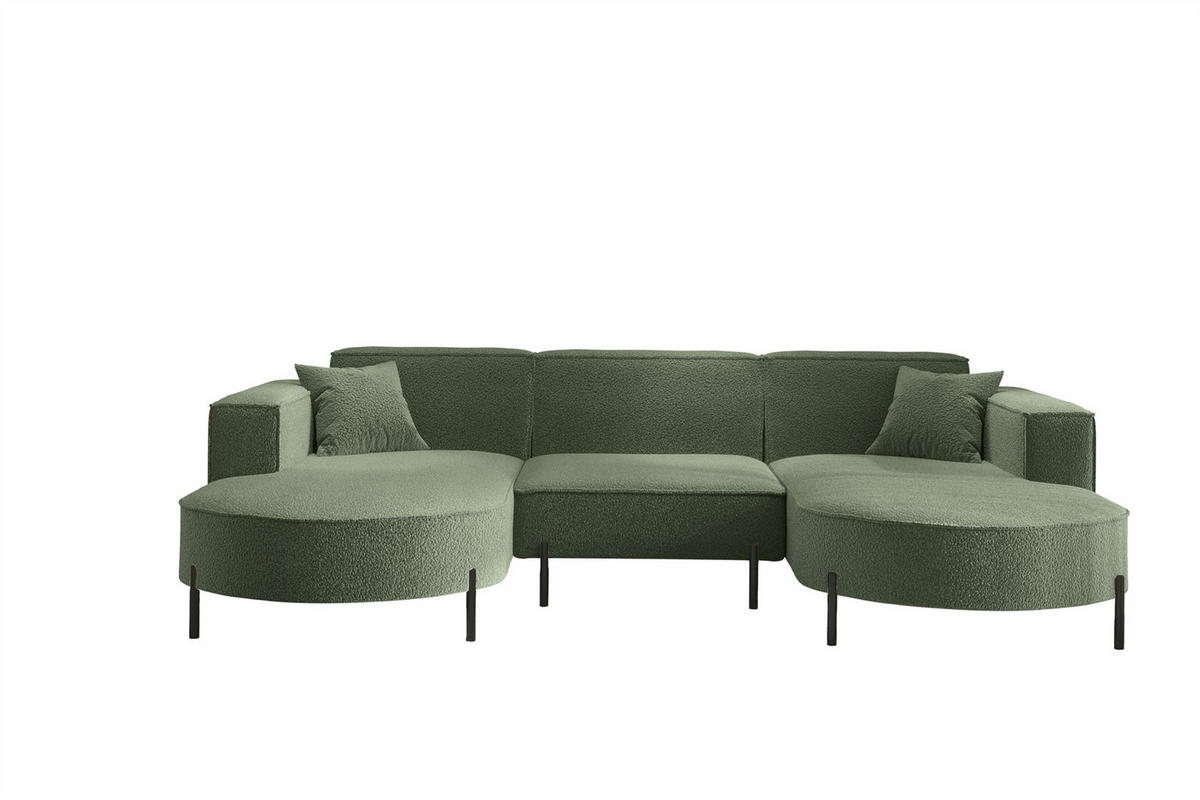 WOHNLANDSCHAFT Valencia - Grün, Holzwerkstoff/Textil (299/80/165cm) - Fun Möbel