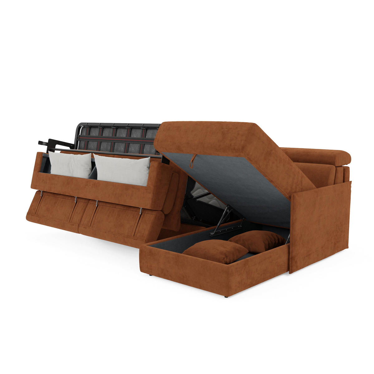 ECKSOFA Miryam - Rostfarben, Metall (232/98cm) - Divani.store