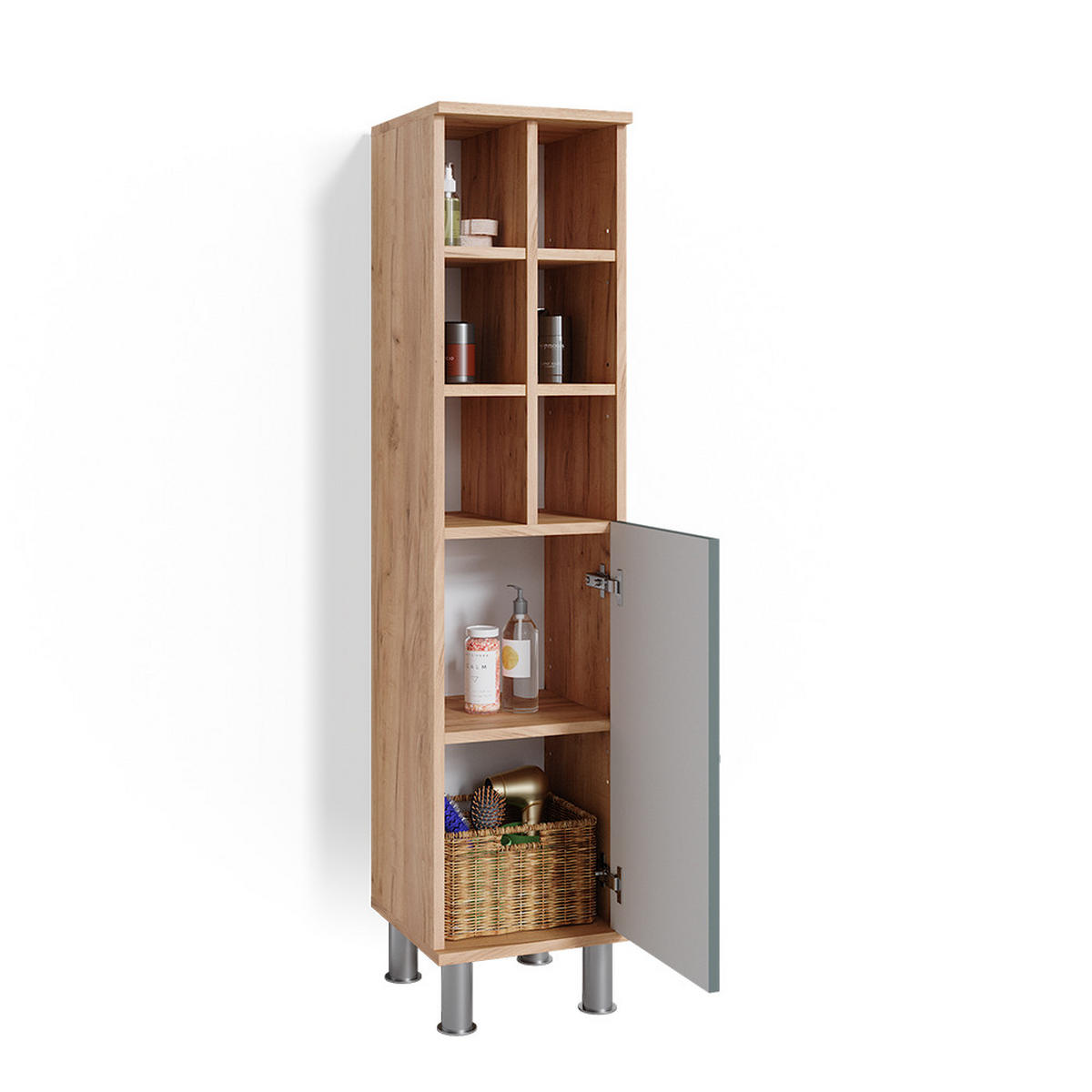 STŘEDNÍ SKŘÍŇKA Fynn Zelená - zelená barva, kompozitní dřevo (30/130.6/30cm) - Vicco