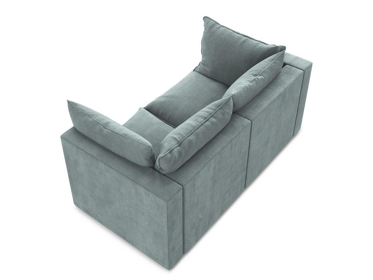 2-SITZER SOFA Strukturstoff Blau - Pastellblau/Schwarz, Holzwerkstoff/Kunststoff (180/77/90cm) - Makamii