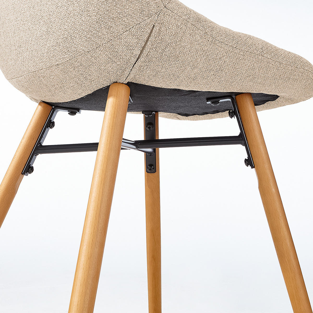 POLSTERSTUHL - Webstoff - Beige, Holz (46/85/57cm) - home24