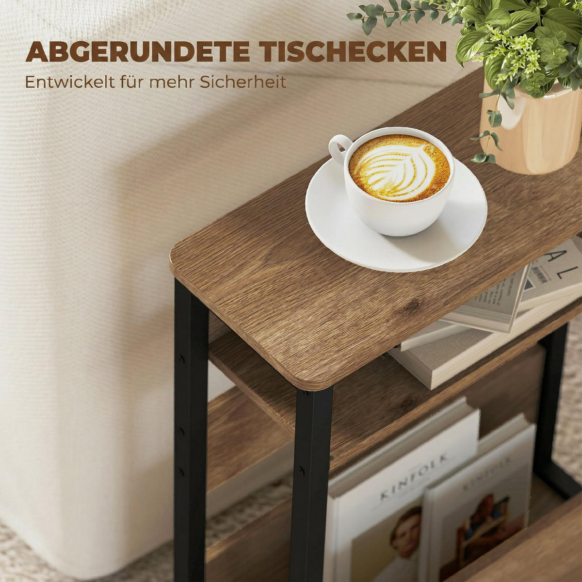 BEISTELLTISCH Walnussfarben und Schwarz 46/18/58,5 cm - Walnussfarben, Holzwerkstoff (18/46/58.5cm) - PANGIVO