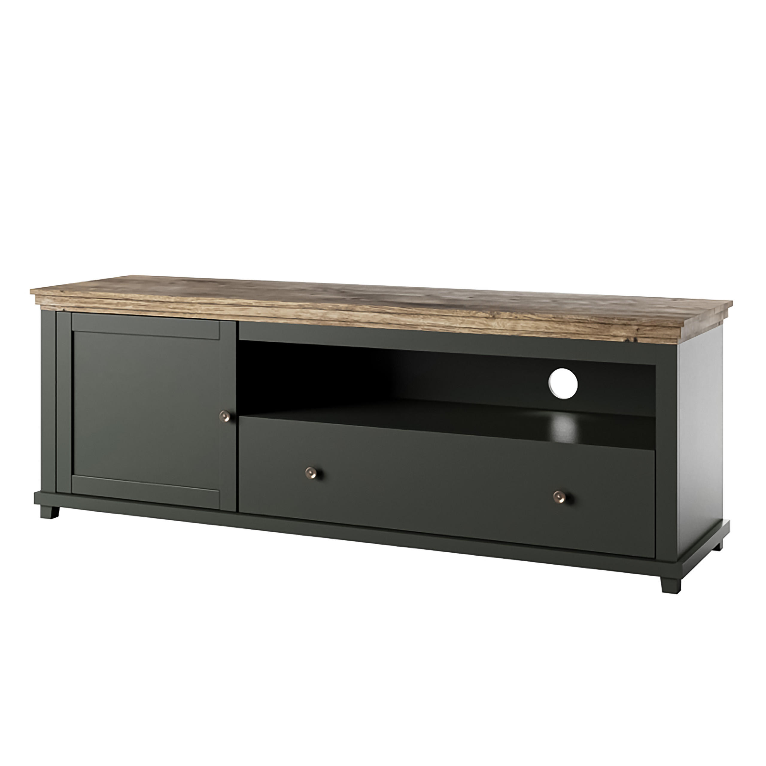 LOWBOARD EVANDRO 181x49x61 cm mit 1 Schubladen und 1 Türen Grün - Grün, Holzwerkstoff (181/61/49cm) - MASSENO