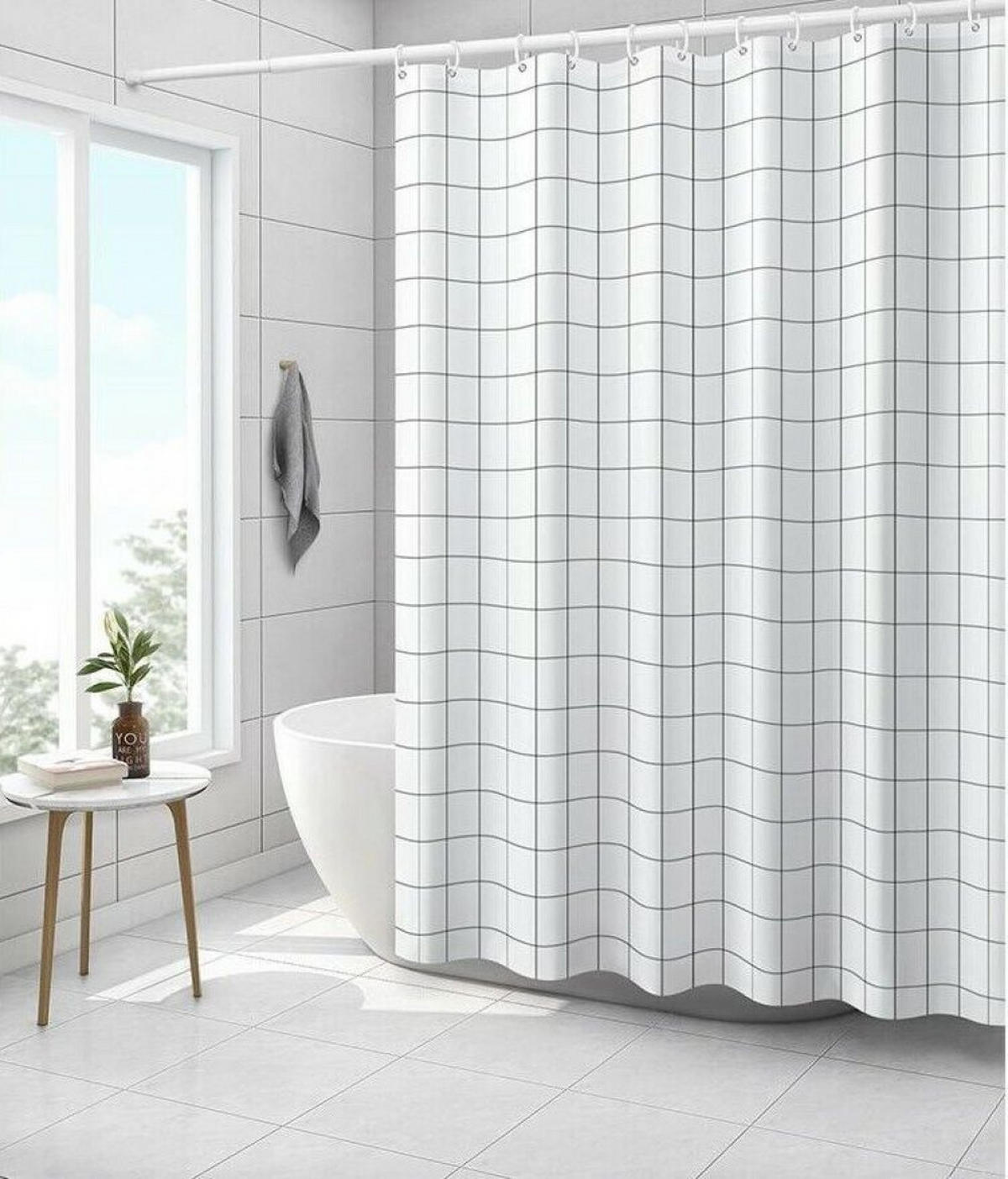 DUSCHVORHANG Polyester 80 x 180 cm wasserdicht antibakteriell maschinenwaschbar Badezimmer Unikat - Weiß, Kunststoff (80/180cm) - MCBOSON