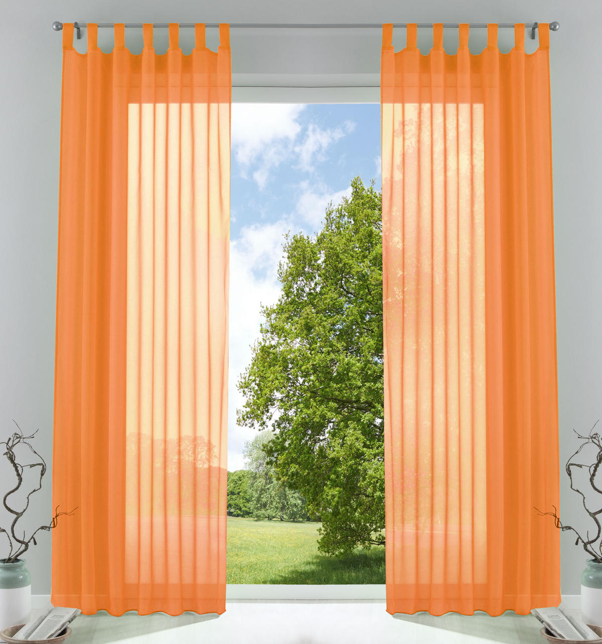 SCHLAUFENGARDINEN Voile 2er Set 245x140 cm Orange - Orange, Textil (140/245cm) - Gardinenbox.eu