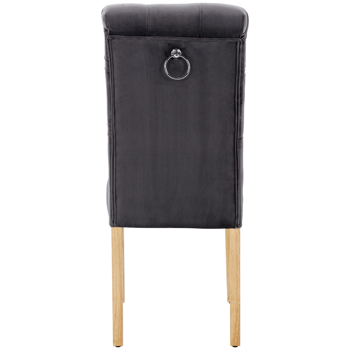 STUHL-SET DE-35663 2 Stück mit Knopfakzenten und Eichenbeinen Grau - Grau, Holz (43/100/63cm) - ComfortXL