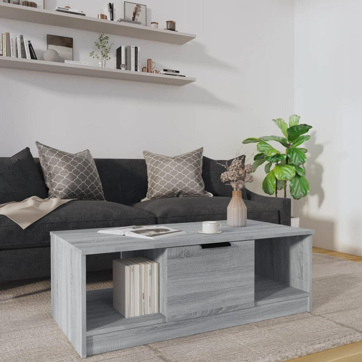 COUCHTISCH Grau Sonoma 102x50x36 cm Holzwerkstoff - Grau, Holzwerkstoff (102/50/36cm) - furnicato