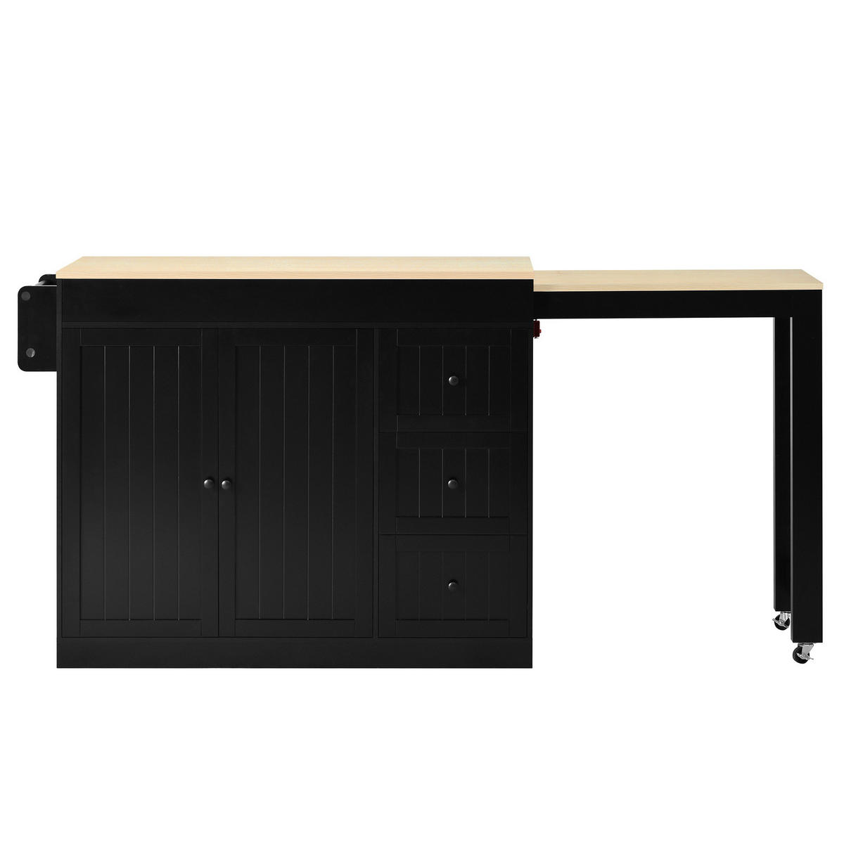 KÜCHENINSEL 112-186,8/45/93 cm aus MDF mit ausziehbarer Arbeitsplatte Schwarz - Schwarz, Holzwerkstoff (130/93/45cm) - Modenvie
