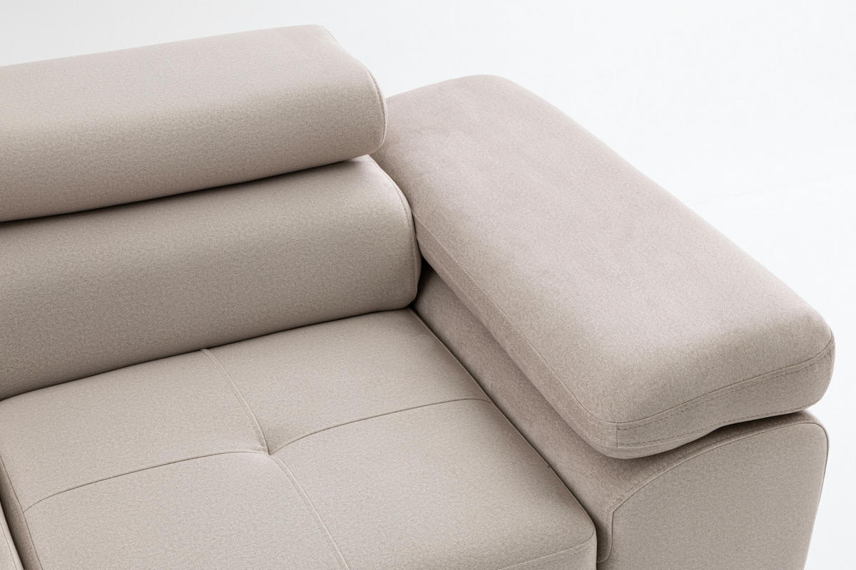 3-SITZER-SOFA WILD mit Schlaffunktion 127x190 Velours Beige - Chromfarben/Beige, Holz/Textil (262/90/102cm) - Muffo