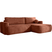 ECKSOFA Marion mit Schlaffunktion & Bettkasten in Chenille Terakotta, Orange, Rechts 267/154/83 cm - Terracotta/Schwarz, Kunststoff/Textil (267/154cm) - WFL GROUP
