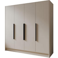 KLEIDERSCHRANK Mono Bis im Skandi-Stil, Drehtüren mit Schwarze Metallgriffe, Kaschmir 200/200/51 cm - Kaschmir/Beige, Holzwerkstoff (200/200/51cm) - WFL GROUP