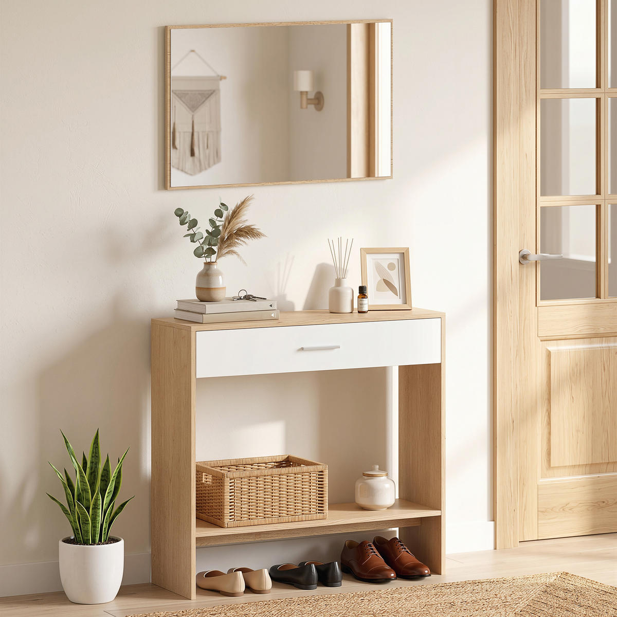 KONSOLENTISCH DE-16824 1 Schublade + Ablage, 91,5 cm Eiche - Eichefarben, Holzwerkstoff (91.5/27.9/85.5cm) - ComfortXL