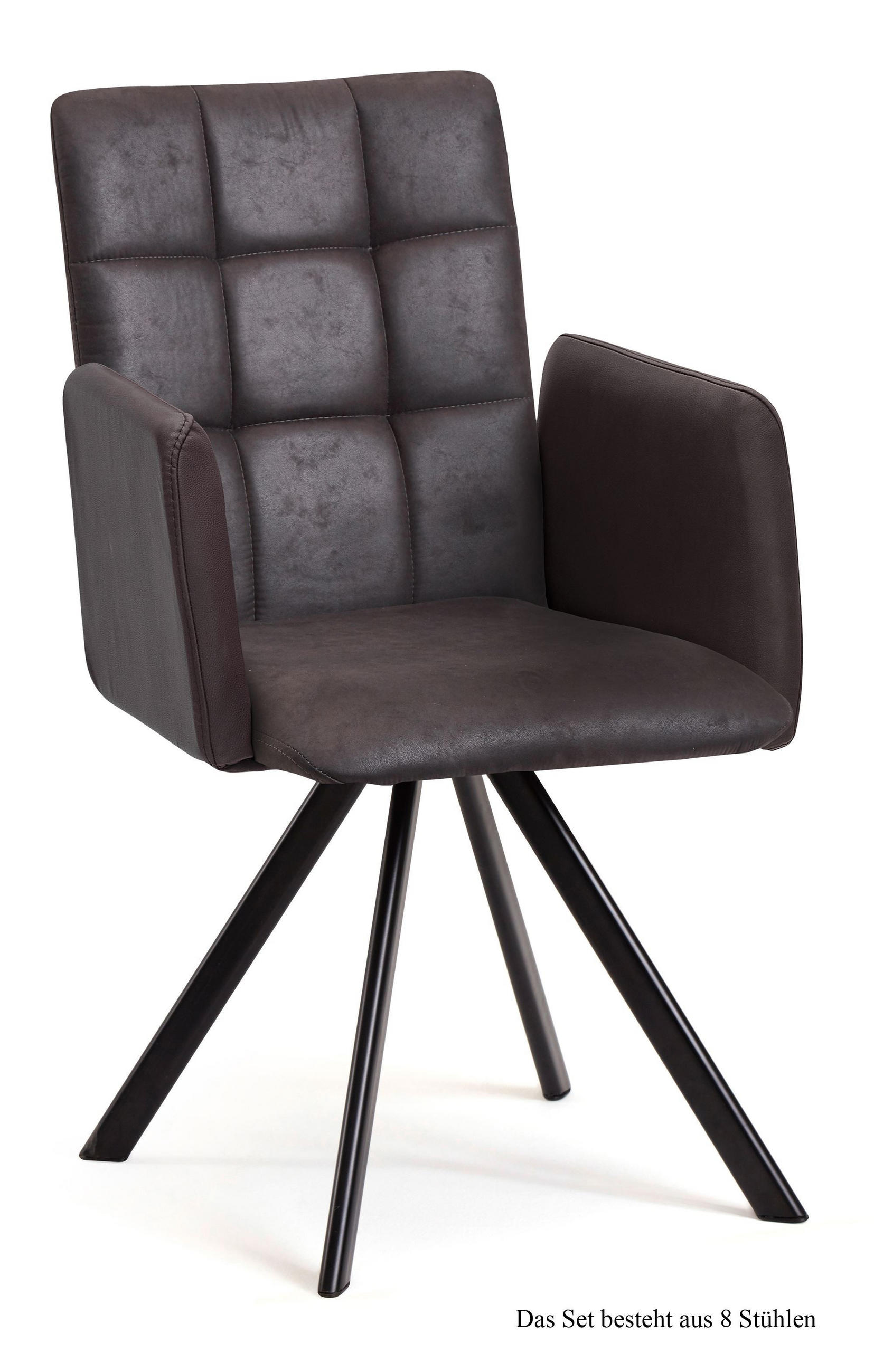 ARMLEHNSTUHL (8er-Set) Dayle 52x91x60 Schwarz/Espresso - Dunkelbraun/Schwarz, Kunststoff (60/91/52cm) - 58aufmkessel