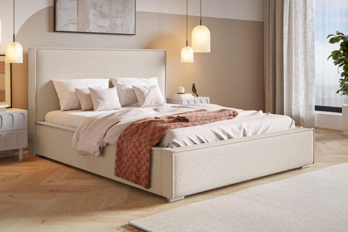 BETT Hellbeige BEN 8 Mit Bettkasten 180x200 cm Mit Schlaffunktion - Beige/Schwarz, Textil (180/200cm) - Sepro Meble