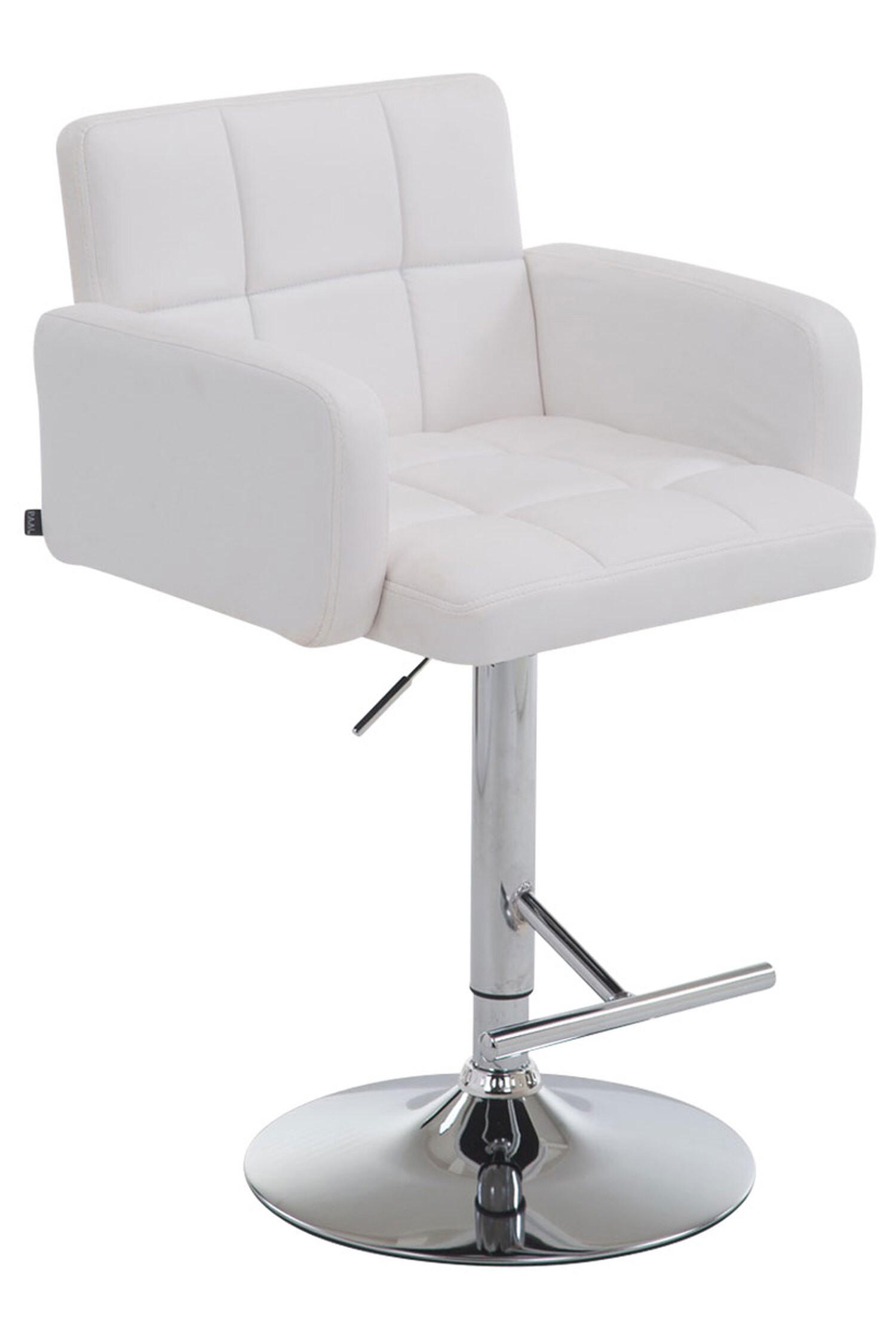 BARHOCKER Lausanne, Gestell Metall in Chromoptik, Kunstleder weiß, - Chromfarben/Weiß, Kunststoff/Textil (60/100/56cm) - TPFLiving