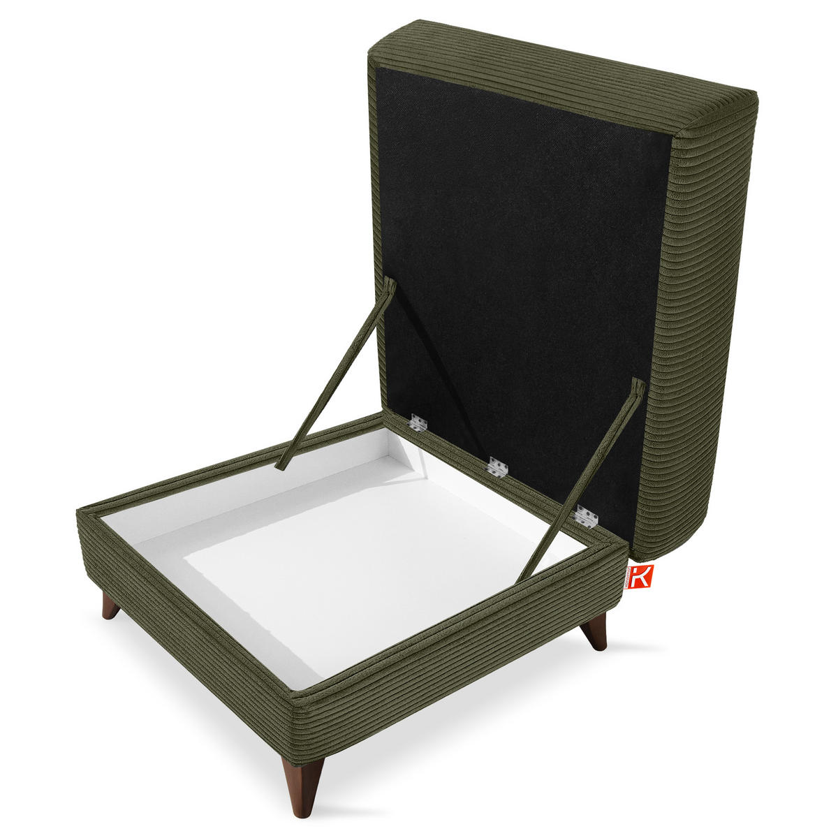 HOCKER GUSTAVO II, Olivgrün - Braun/Olivgrün, Holz/Holzwerkstoff (92/49/92cm) - KONSIMO®