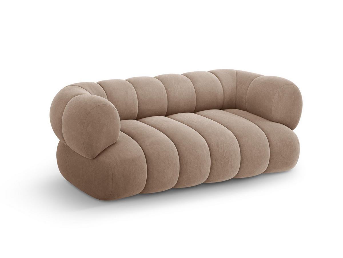 SOFA Koge aus Samt dunkelbeige 2 Sitzplätze - Mokka, Textil (95/70/180cm) - Cosmopolitan Design