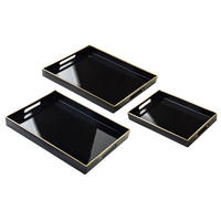 SERVIERTELLER Blanche Schwarz 3er Set 40/30/4cm Plastik - Schwarz, Kunststoff (30/4/40cm) - Mondex