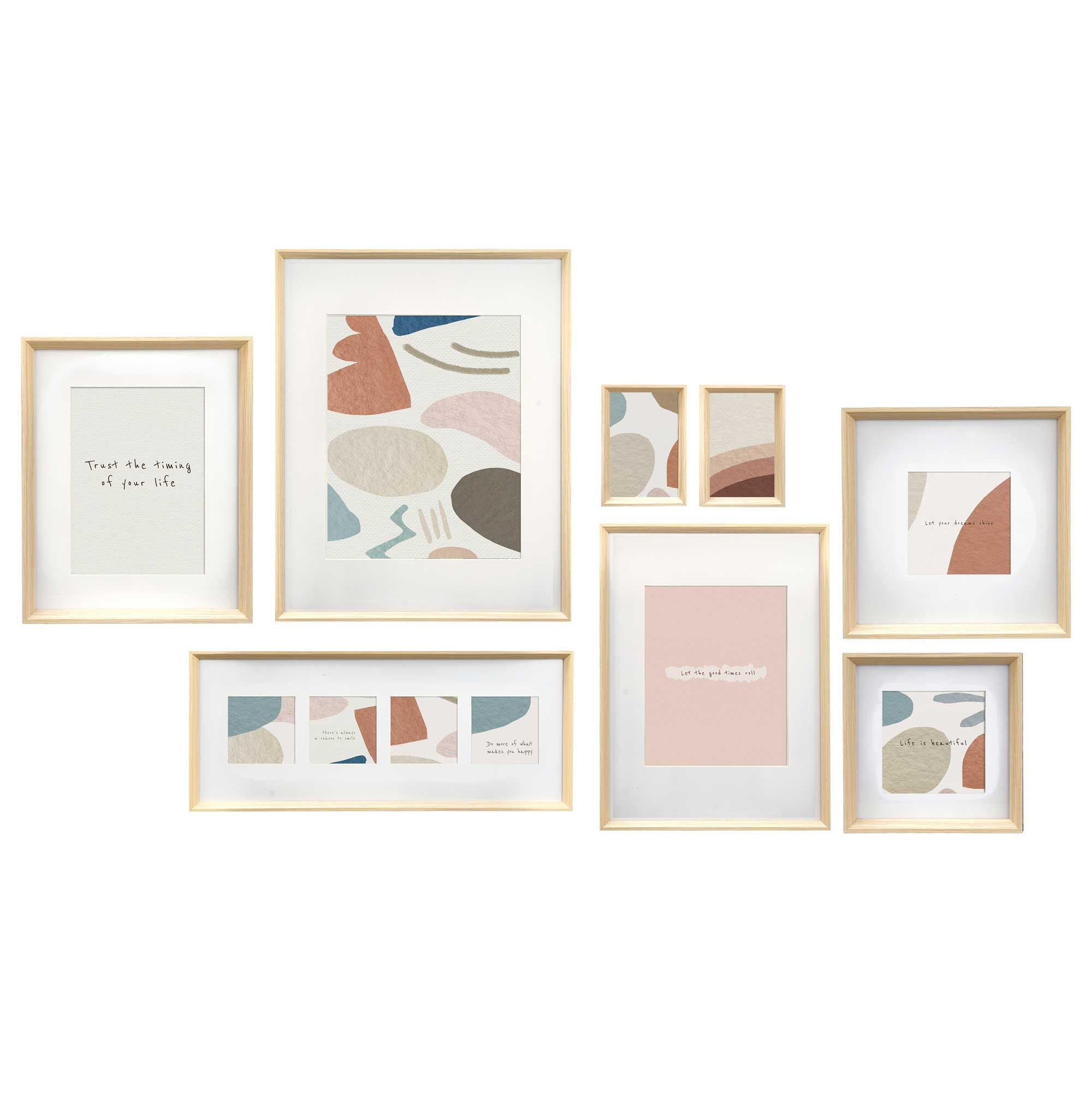 BILDERRAHMEN Mural 8er Set - Beige, Holz (52.5/9.5/42.5cm) - Giftdecor