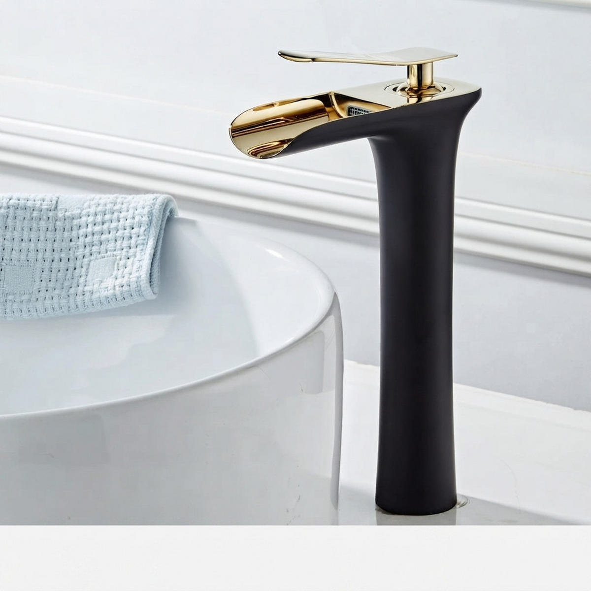 BADEZIMMERARMATUR, 280 x 150 cm, schwarz und gold - Schwarz, Metall (35/10/20cm) - Vallsero