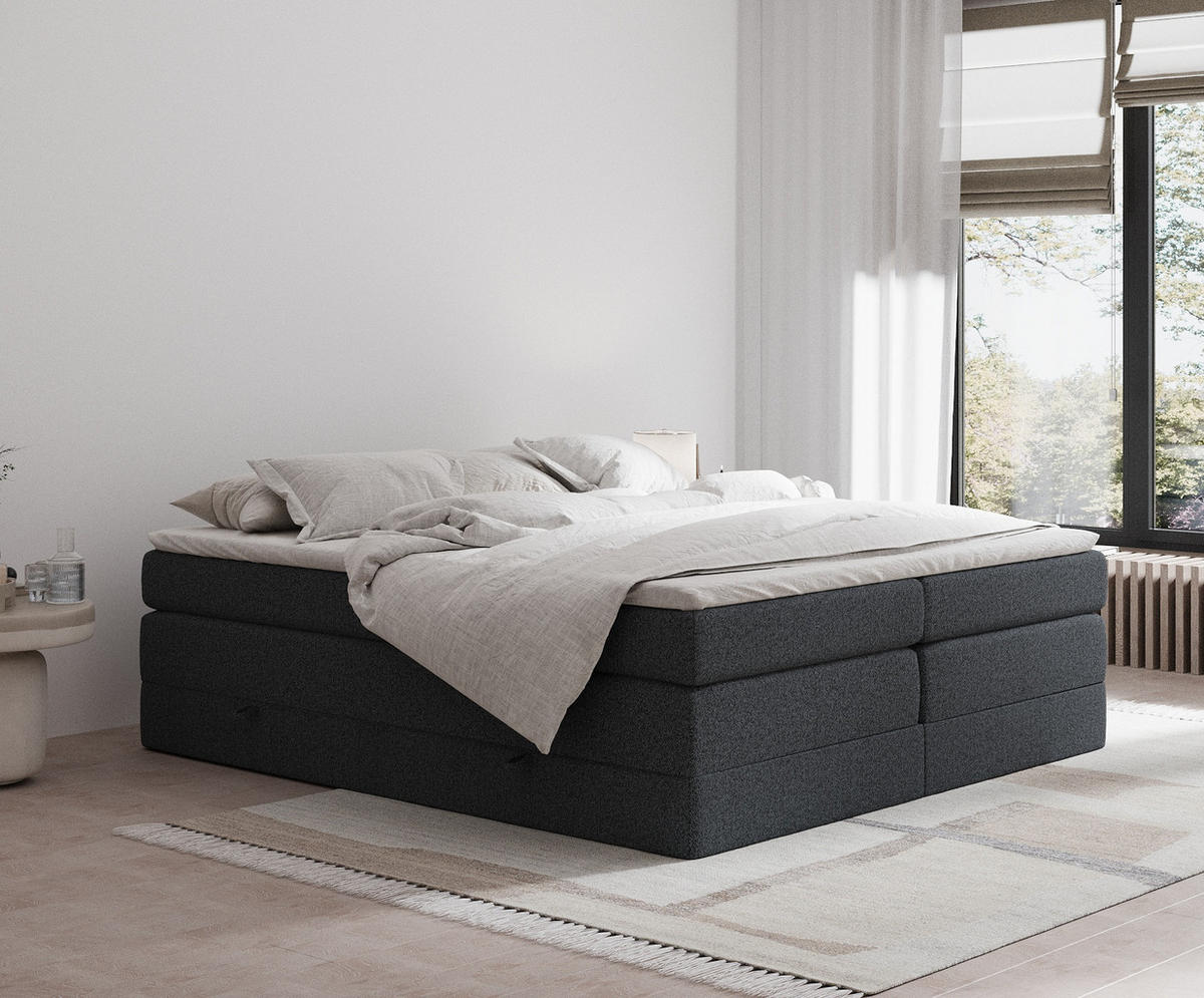 BOXSPRINGBETT Juniper Schwarz 180/200 cm - Schwarz, Holz/Holzwerkstoff (180/200cm) - Maison de Reve
