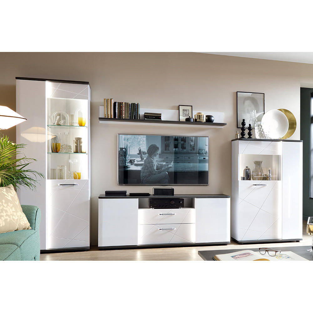 WOHNZIMMER-SET 4-TLG. Visalia-129 - Weiß, Holzwerkstoff (360/200/40cm) - Lomado
