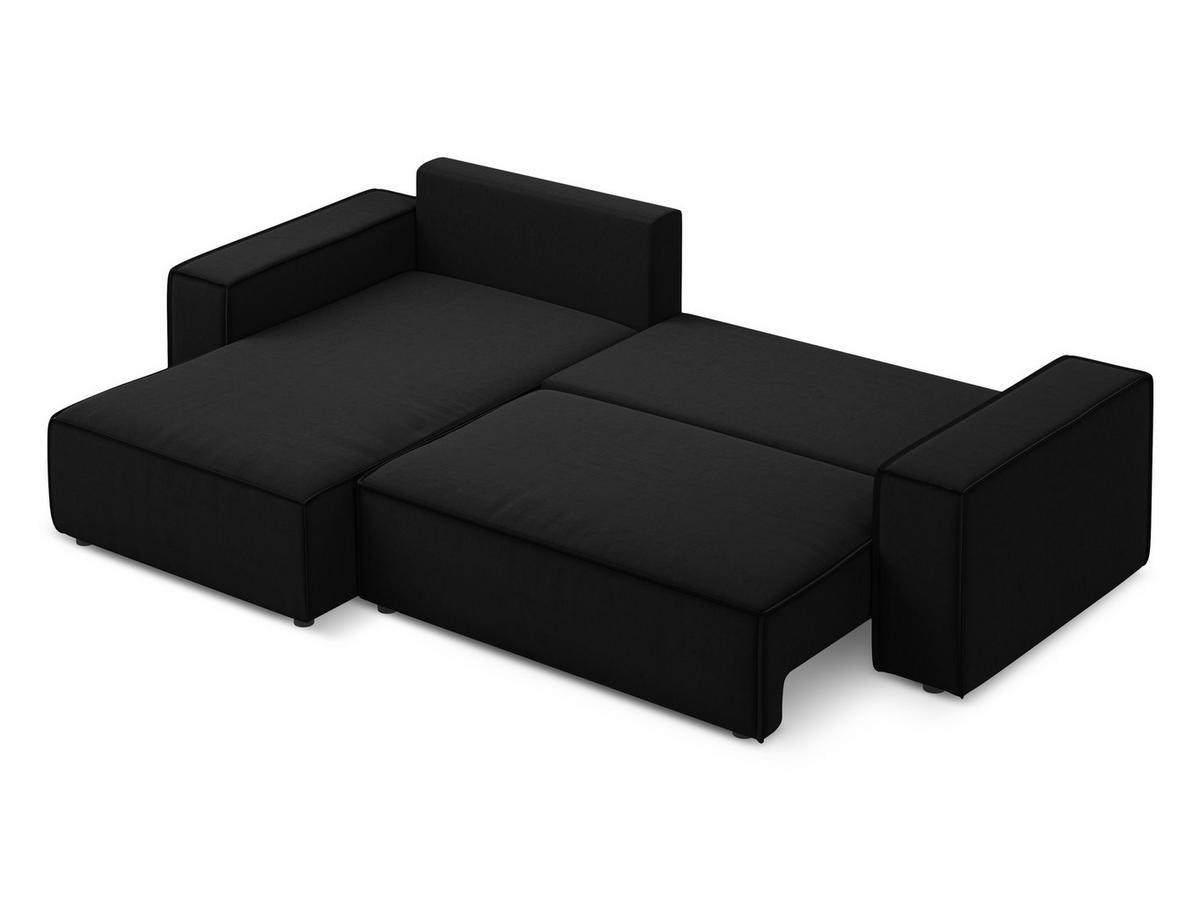 ECKSOFA mit Schlaffunktion Samt Stoff Schwarz - Schwarz, Kunststoff/Textil (185/290cm) - Makamii