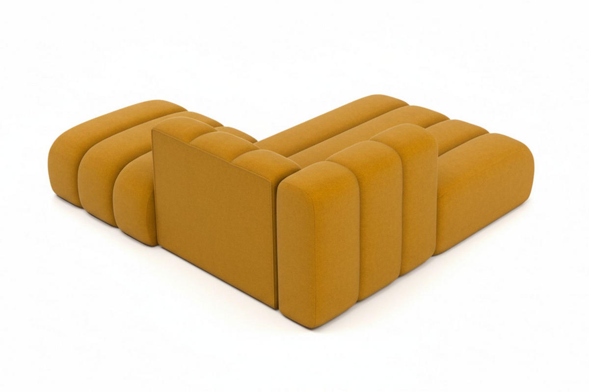 CHAISELONGUE Mit Hocker Grand, Veloursstoff Salvador, Gelb, Rechts - Gelb, Holz (204/179cm) - Kaiser Möbel