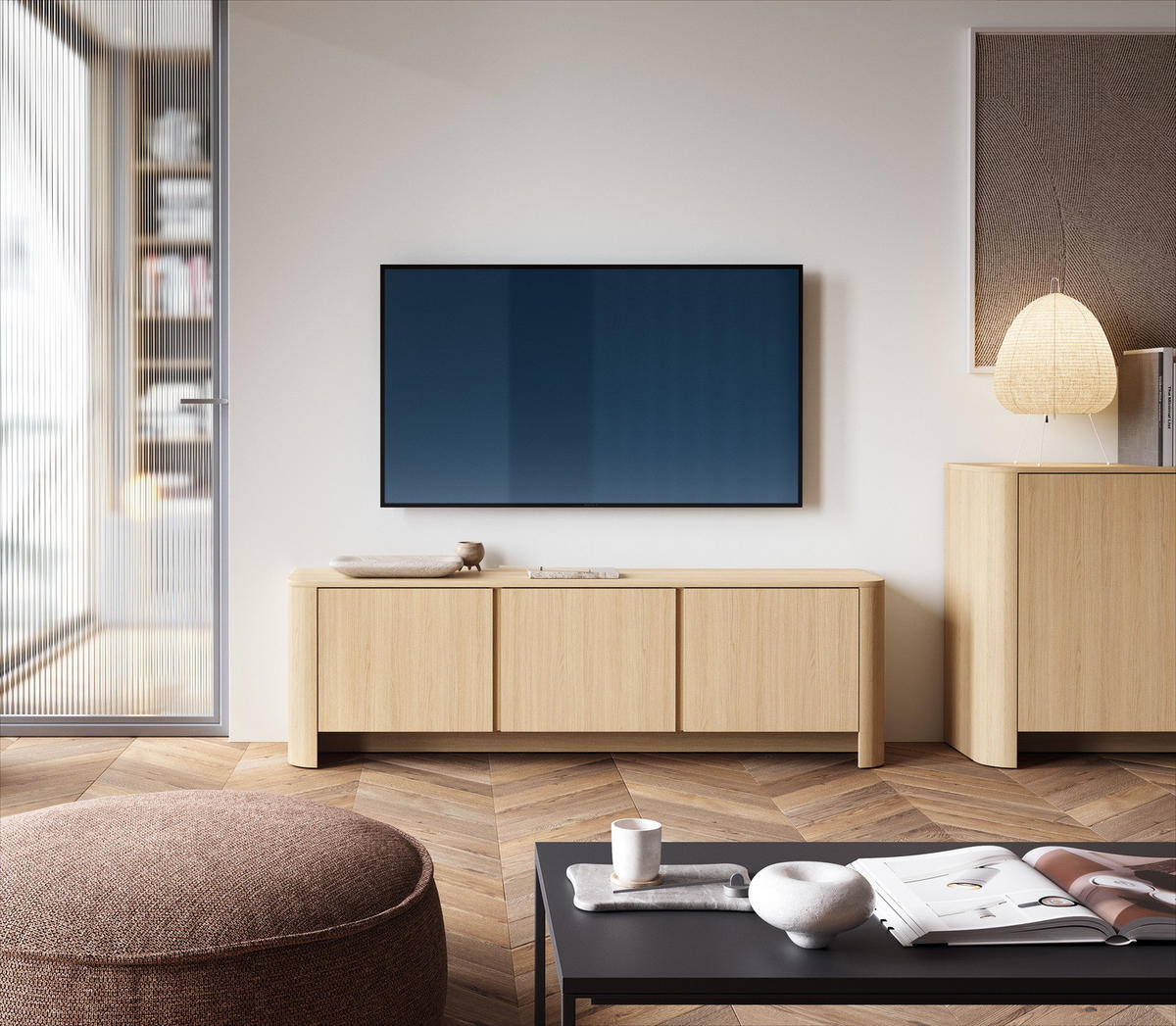 TV-SCHRANK 168 cm Mezzano mit 3 Türen, Eiche Vicenza - Eichefarben, Holz (168/52/39cm) - Emporius