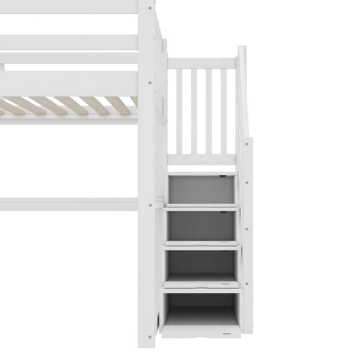 HOCHBETT 140/200 cm mit Stauraumschubladen, Schreibtisch und Regal aus Kiefer , Weiß - Weiß, Holzwerkstoff (140/200cm) - Redom