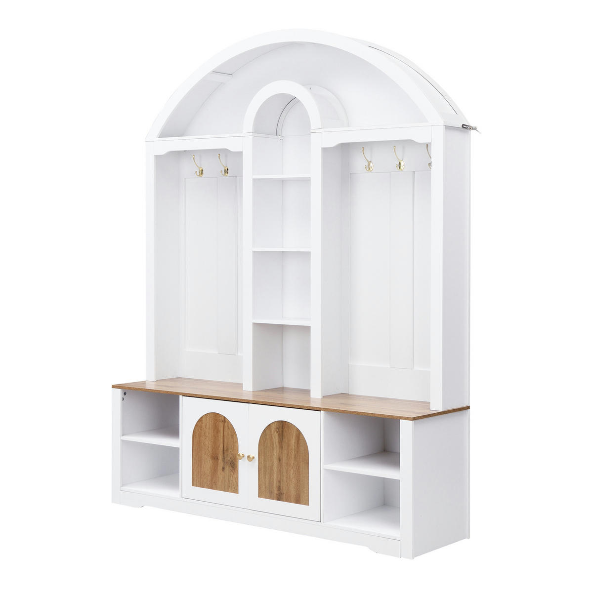 GARDEROBENSCHRANK mit Schuhregal und Haken 150 x 40 x 195 cm MDF Weiß - Weiß, Holzwerkstoff (40/195/150cm) - Beauniv