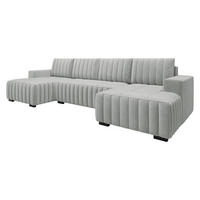 WOHNLANDSCHAFT Hugo U - Hellgrau/Braun, Holz/Textil (310/85/140cm) - MIRJAN24