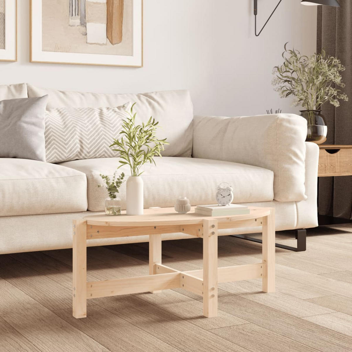 COUCHTISCH 87x48x35 cm Massivholz Kiefer - Naturfarben, Holz (87/48/35cm) - furnicato