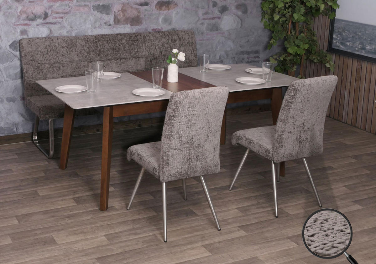 ESSZIMMER-SET Grau 3er-Set - Grau, Textil (180/99/65cm) - MCW