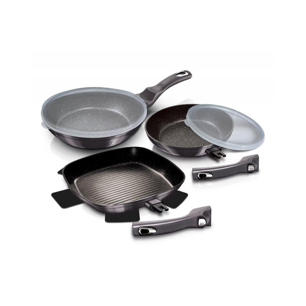 PFANNENSET Schwarz 28/28/4.1 cm BH7048 - Schwarz, Metall - Berlinger Haus