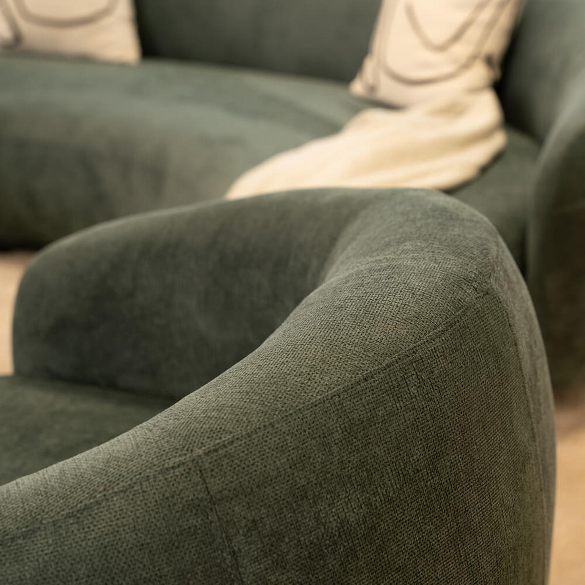 LOUNGE SET CASARA - Webstoff Dunkelgrün - Dunkelgrün, Kunststoff (258/72/128cm) - Home Deluxe