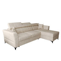 ECKSOFA L Form Ribella Beige 265/180/100 cm Rechts mit Schlaffunktion - Beige/Schwarz, Textil/Metall (265/180cm) - AX Living