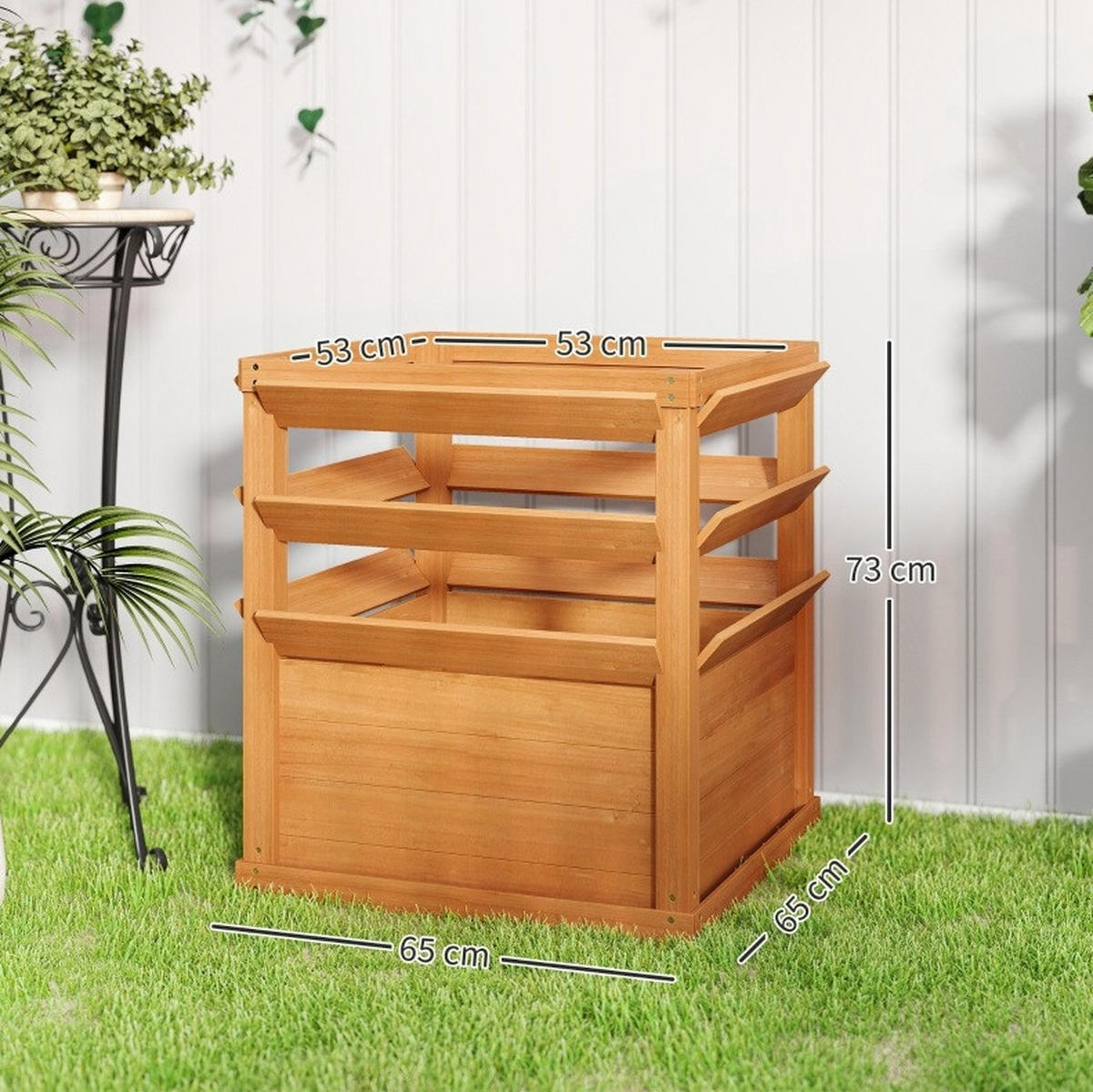 BLUMENKASTEN aus Fichtenholz 65x65x73 cm in Dunkelbraun mit Rankgitter - Dunkelbraun, Holz (65/73/65cm) - Modfu