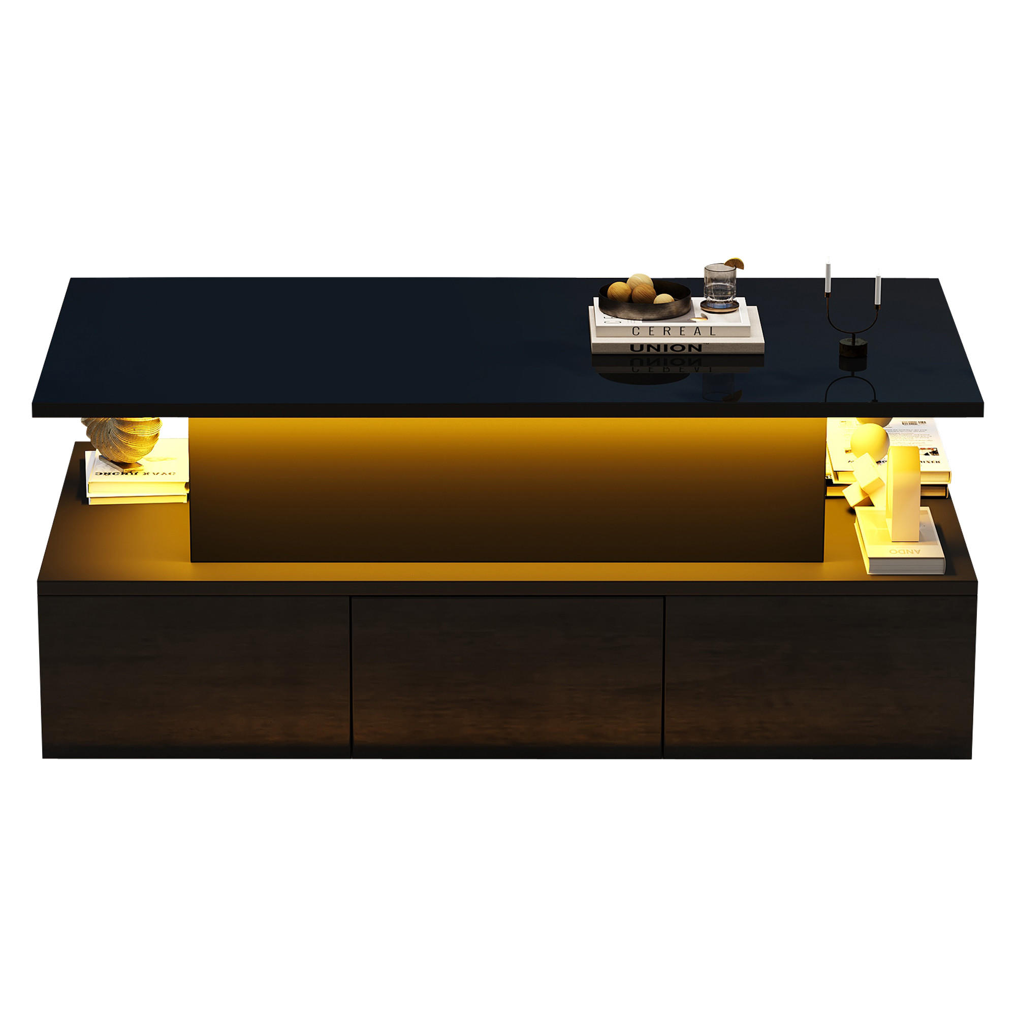 Evryae Couchtisch Eiche, Schwarz 50x40x100 cm
