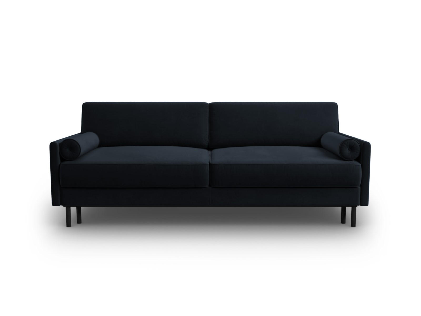 AUSKLAPPBARES-SOFA mit Bettkasten Scott aus Samt dunkelblau 3 Sitzplätze - Dunkelblau, Textil (97/87/212cm) - Micadoni